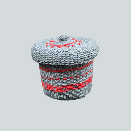 Small Blue and Red Basket with Lid