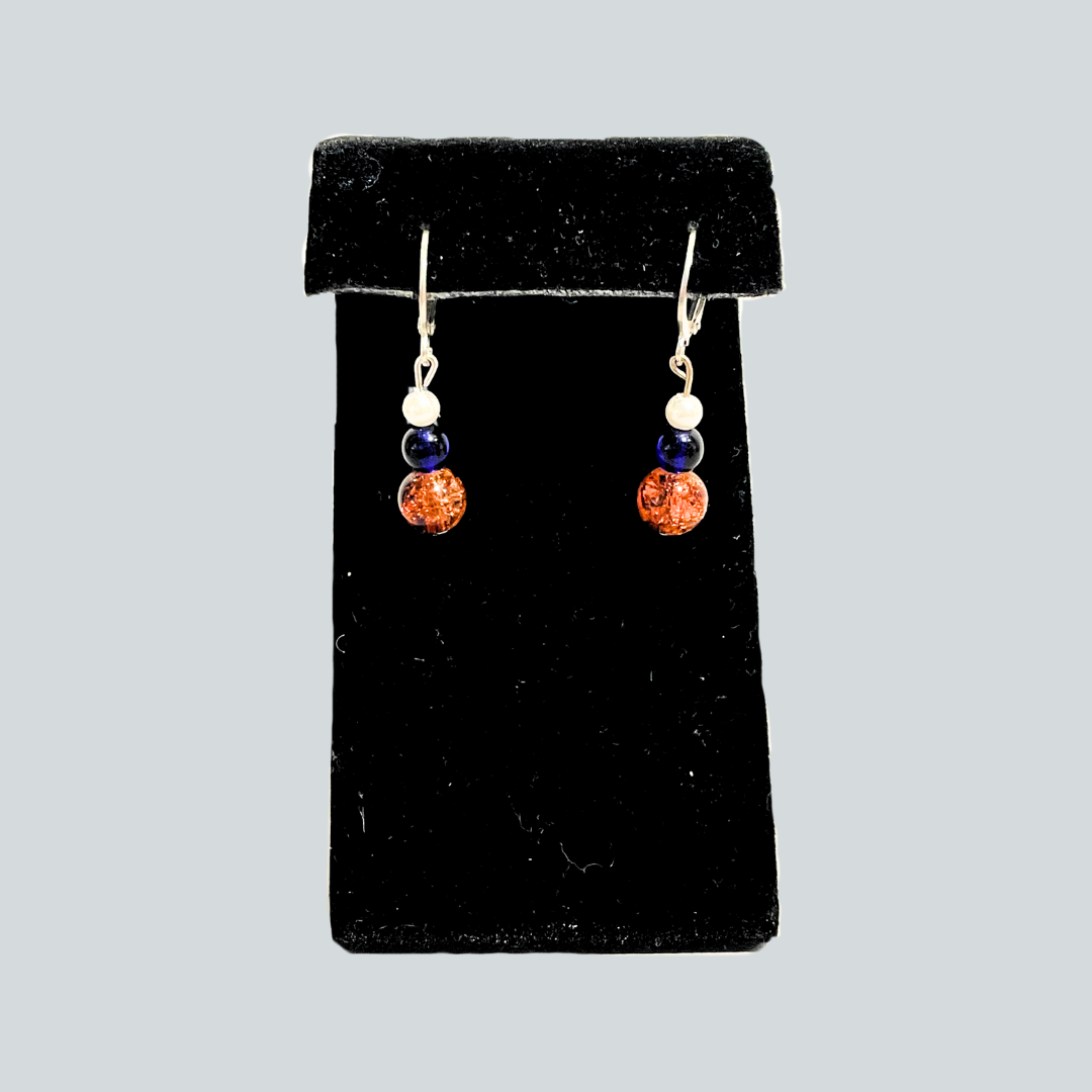 Blue and Orange Earrings