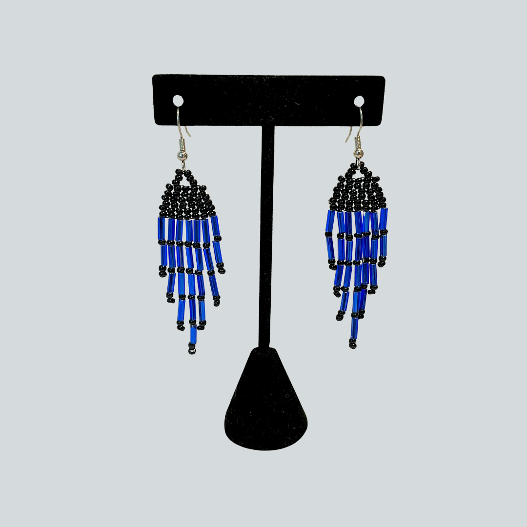Black and Blue Fringe Earrings