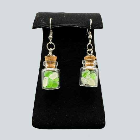 Beach Glass Jar Earrings - GW