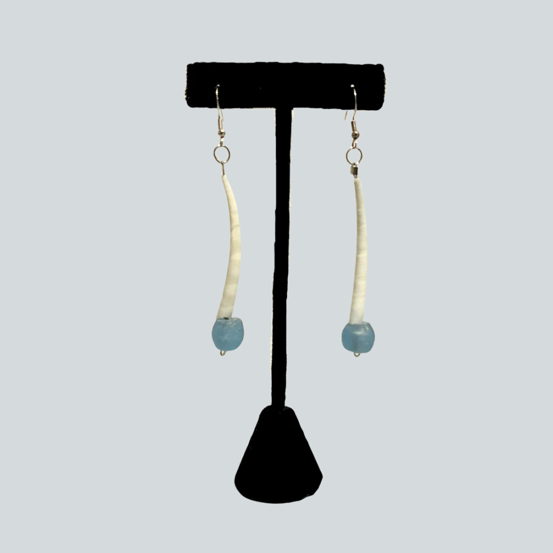 Blue Dentalium Earrings