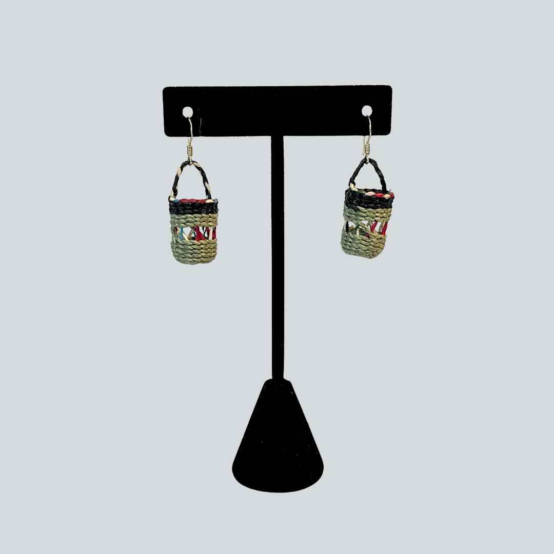 Waxed Linen Basket Earrings