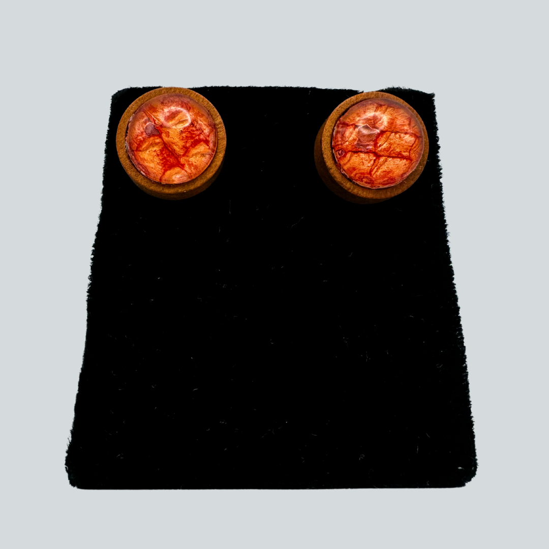 #2 Orange Salmon Skin Stud Earrings