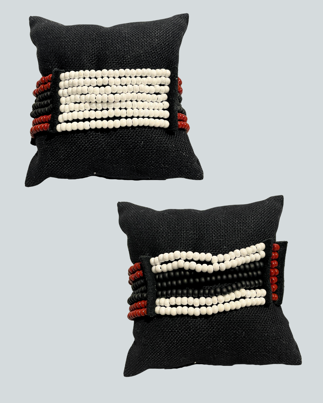 Red & Black Half Beaded Cuff