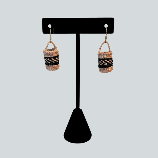 Waxed Linen Basket Earrings