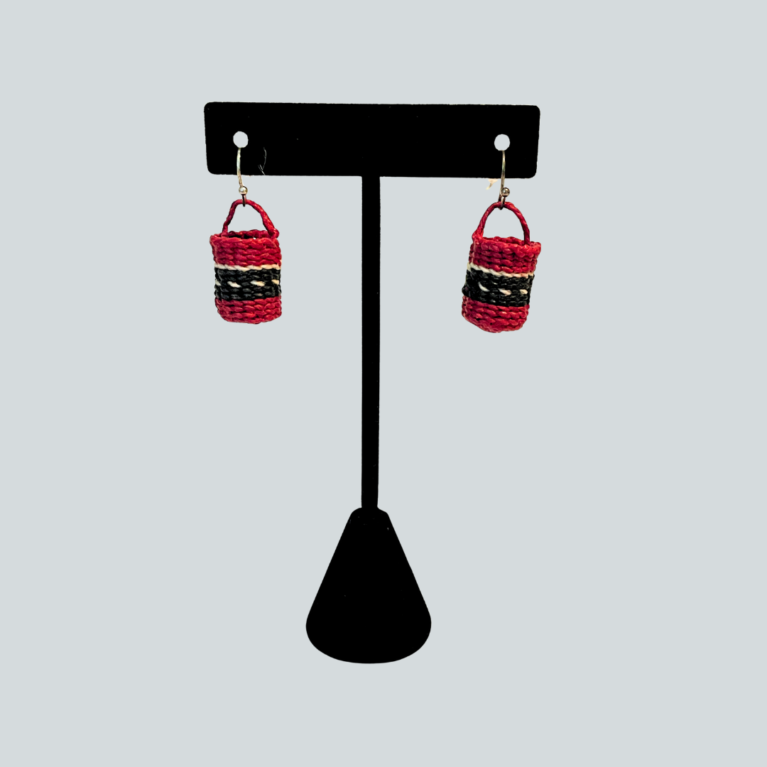 Waxed Linen Basket Earrings