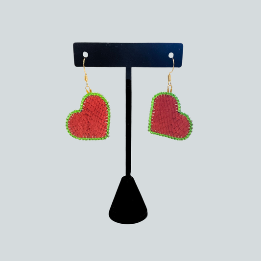 Salmon Skin Heart Earrings