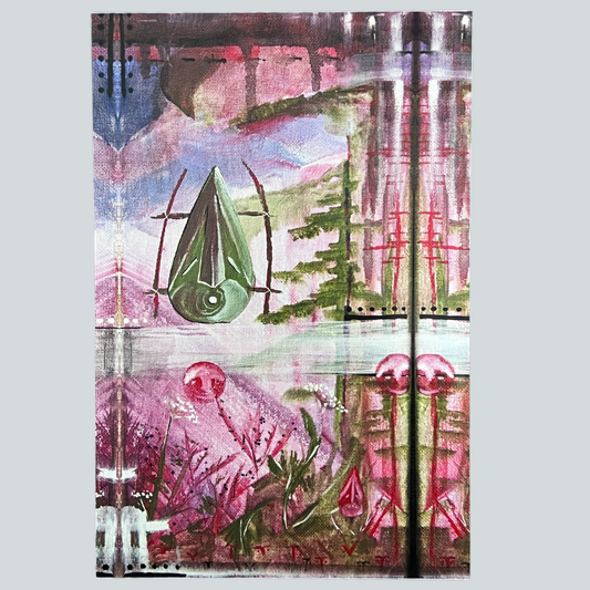 Masks in Red Forest Print 8X12