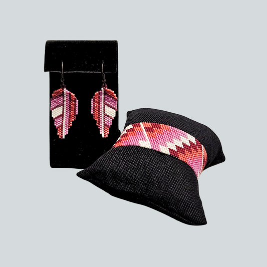 Maroon Bracelet and Earrings