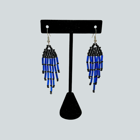Black and Blue Fringe Earrings