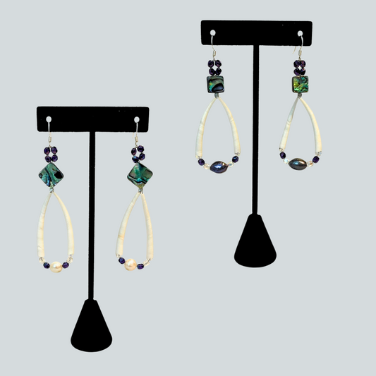 Pearl and Abalone Earrings