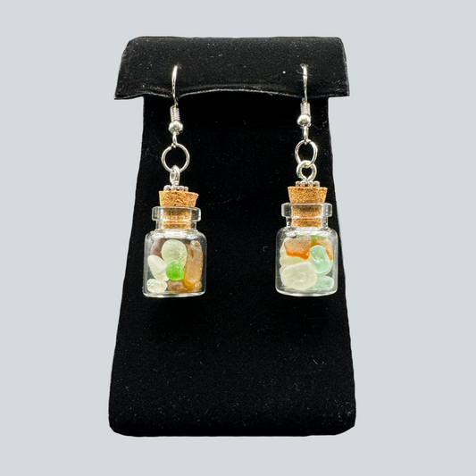 CCO-O $40 Beach Glass Jar Earrings - BGW