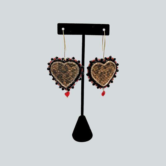 Salmon Skin Heart Earrings