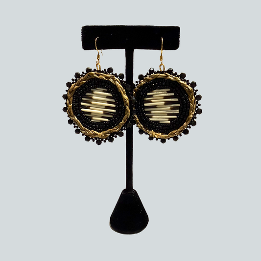 CW $74 Sweet Grass and Porcupine Earrings