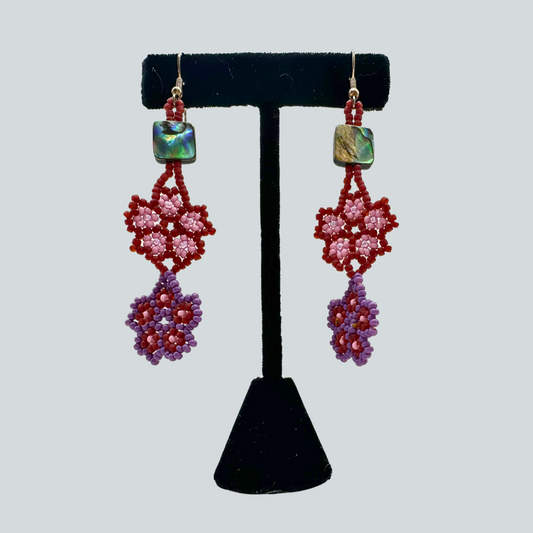 DV $60 Purple Beaded Flower Earrings