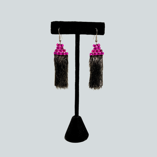 Seal And Pink Bead Earrings