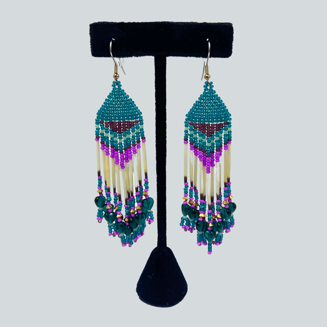 MP $65 Large Teal & Pink Quill Earrings