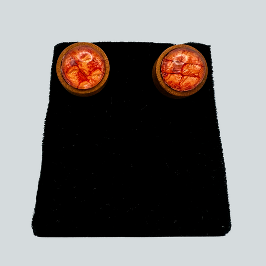 NB-O [#2] $25 Orange Salmon Skin Stud Earrings