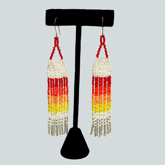 White and Red Earrings