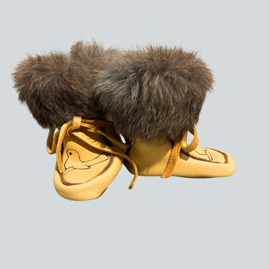 Deer Hide and Rabbit Fur Booties