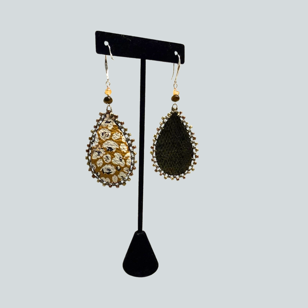 Salmon Skin Tear Drop Earrings