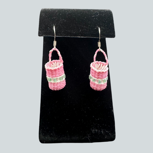 BEM-O $80 Wax Linen Basket Earrings