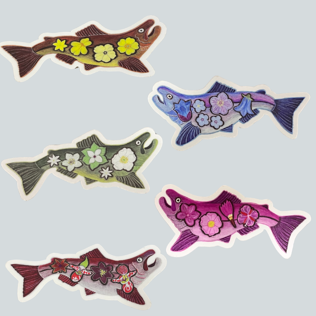 Fish w/ Flowers Sticker – alutiiqmuseum