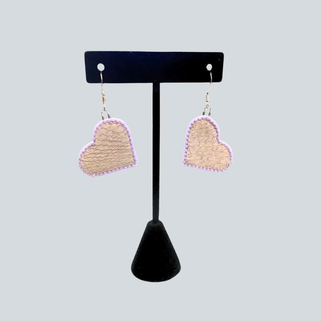 Salmon Skin Heart Earrings